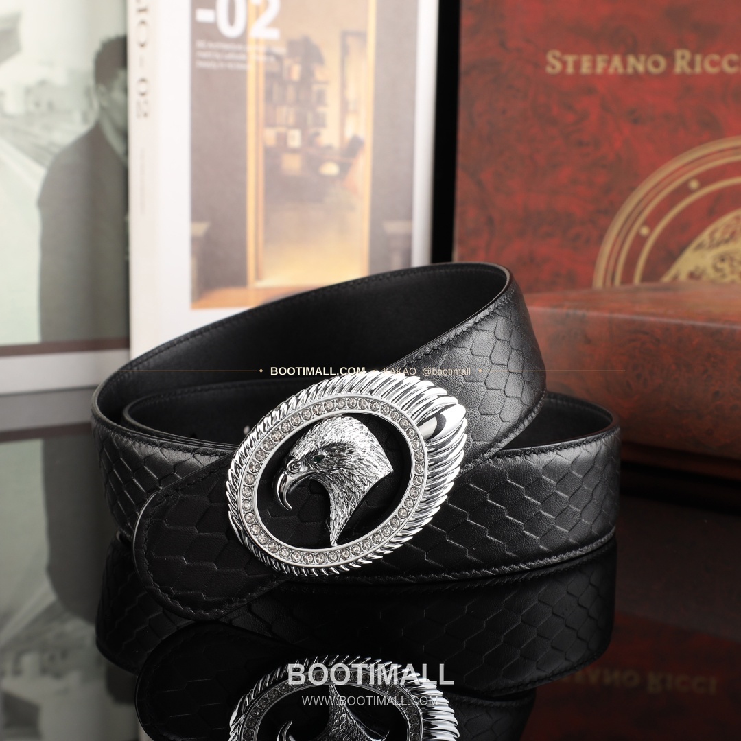 스테판 카프스킨 플레이트 버클 리버서블 벨트 Stephan Calfskin Plate Buckle Reversible Belt 3.8cm 3