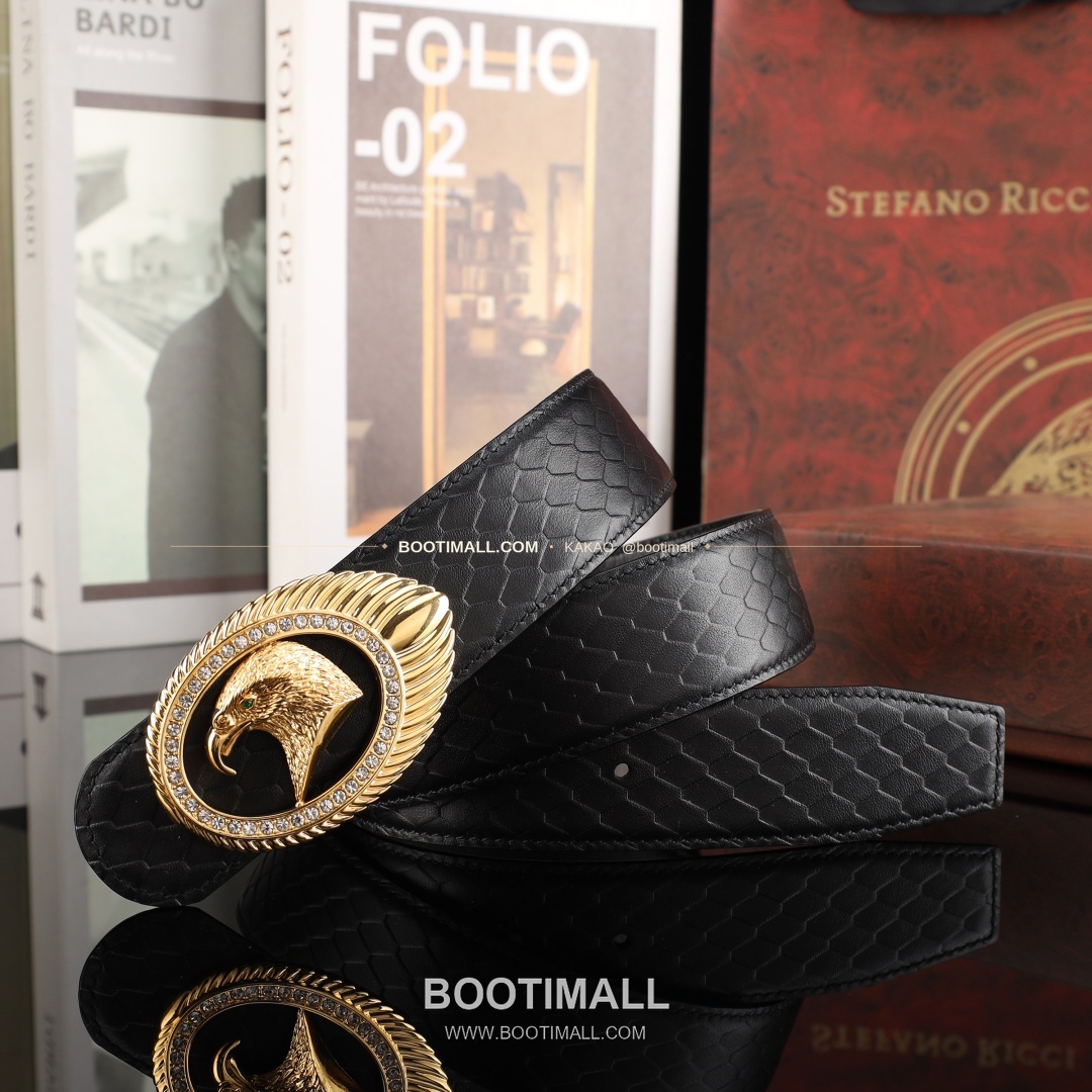 스테판 카프스킨 플레이트 버클 리버서블 벨트 Stephan Calfskin Plate Buckle Reversible Belt 3.8cm 6