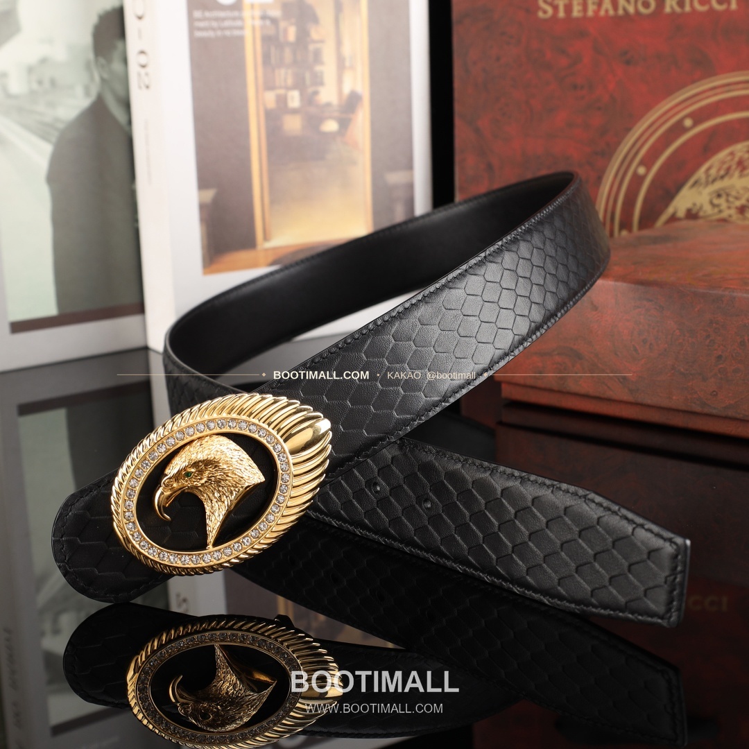 스테판 카프스킨 플레이트 버클 리버서블 벨트 Stephan Calfskin Plate Buckle Reversible Belt 3.8cm 8