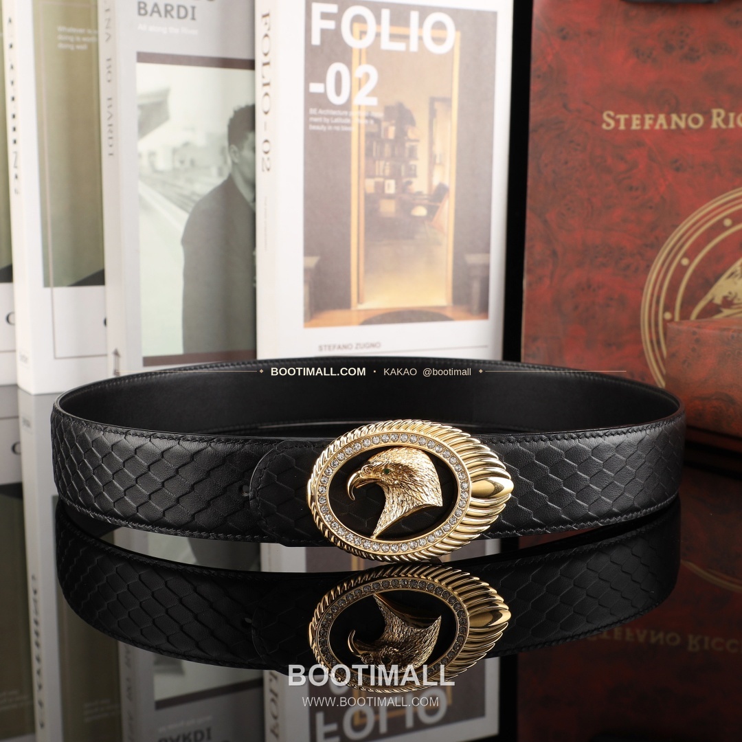스테판 카프스킨 플레이트 버클 리버서블 벨트 Stephan Calfskin Plate Buckle Reversible Belt 3.8cm 9