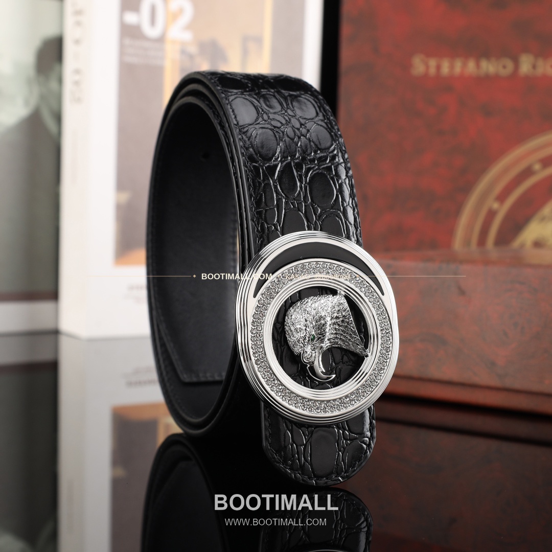 스테판 카프스킨 플레이트 버클 리버서블 벨트 Stephan Calfskin Plate Buckle Reversible Belt 3.8cm 2