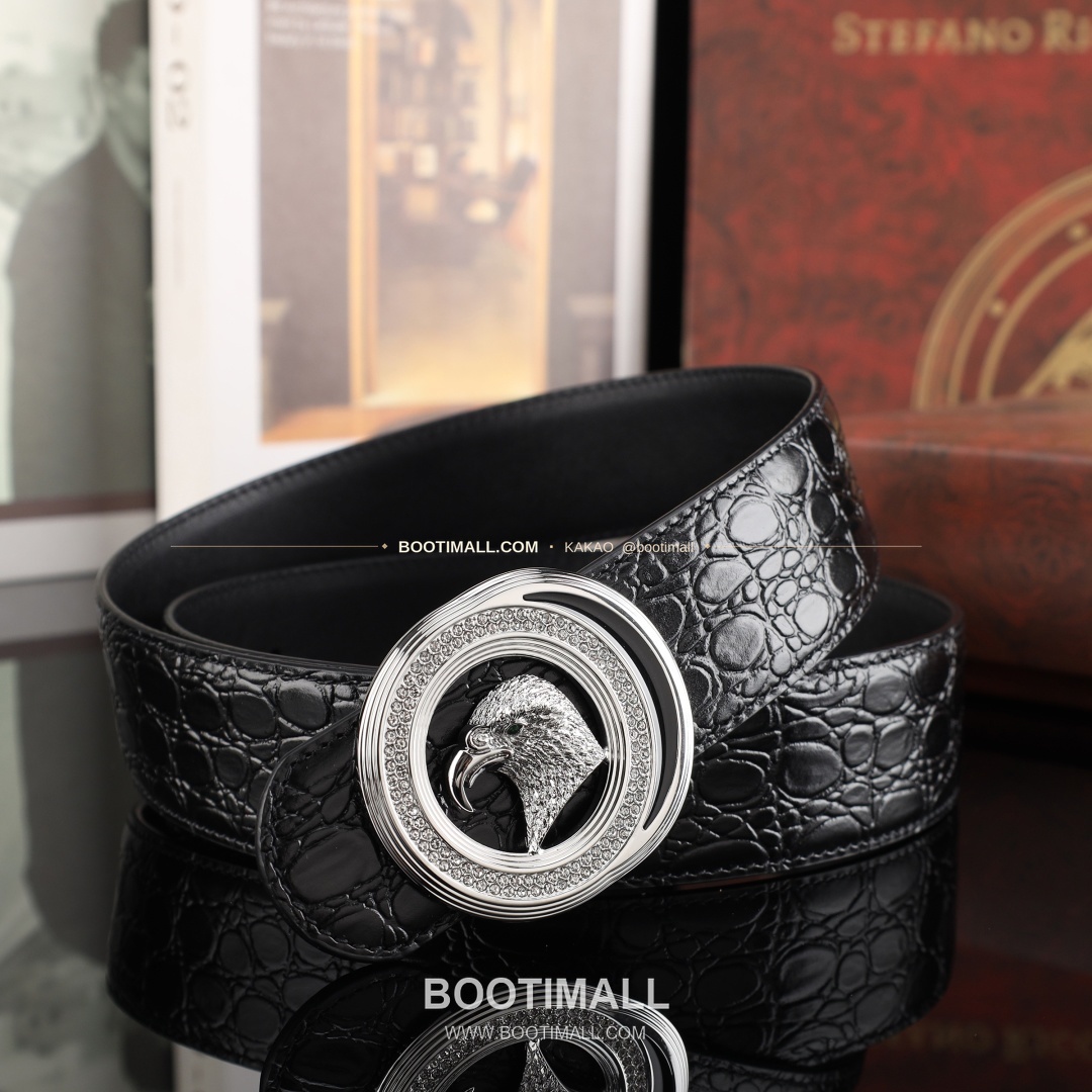 스테판 카프스킨 플레이트 버클 리버서블 벨트 Stephan Calfskin Plate Buckle Reversible Belt 3.8cm 3