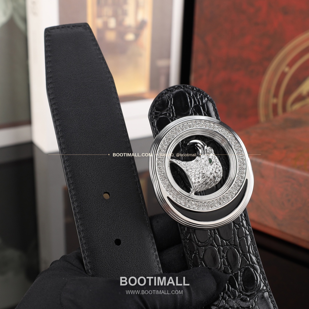 스테판 카프스킨 플레이트 버클 리버서블 벨트 Stephan Calfskin Plate Buckle Reversible Belt 3.8cm 5