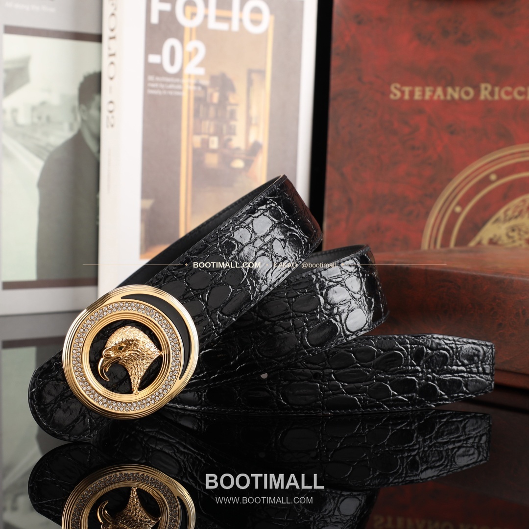 스테판 카프스킨 플레이트 버클 리버서블 벨트 Stephan Calfskin Plate Buckle Reversible Belt 3.8cm 6