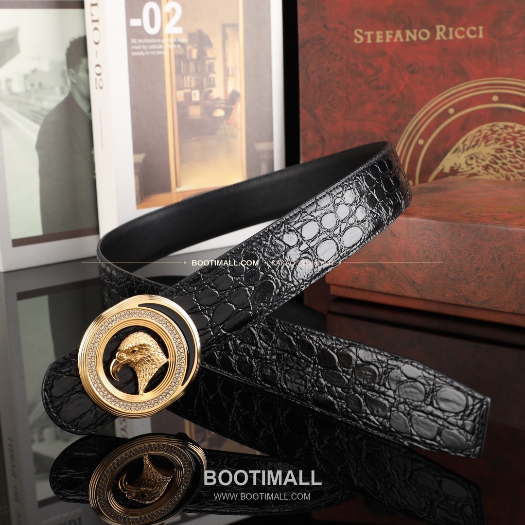 스테판 카프스킨 플레이트 버클 리버서블 벨트 Stephan Calfskin Plate Buckle Reversible Belt 3.8cm 8