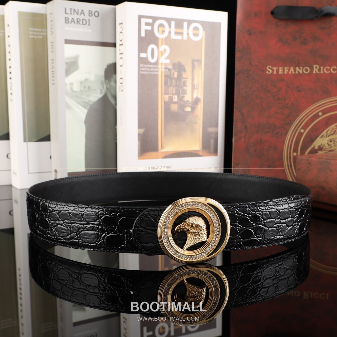 스테판 카프스킨 플레이트 버클 리버서블 벨트 Stephan Calfskin Plate Buckle Reversible Belt 3.8cm 9