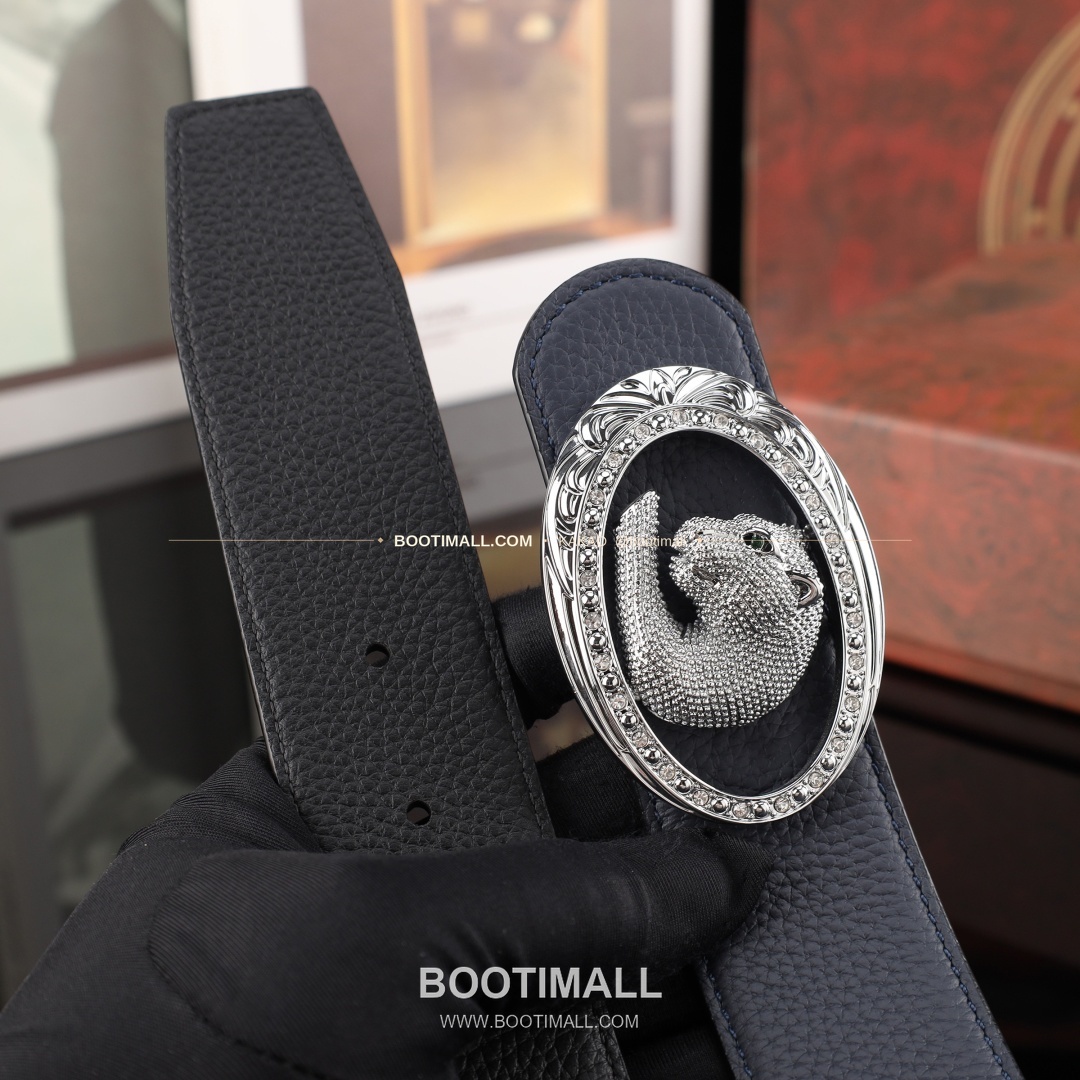 스테판 카프스킨 플레이트 버클 리버서블 벨트 Stephan Calfskin Plate Buckle Reversible Belt 3.8cm 5