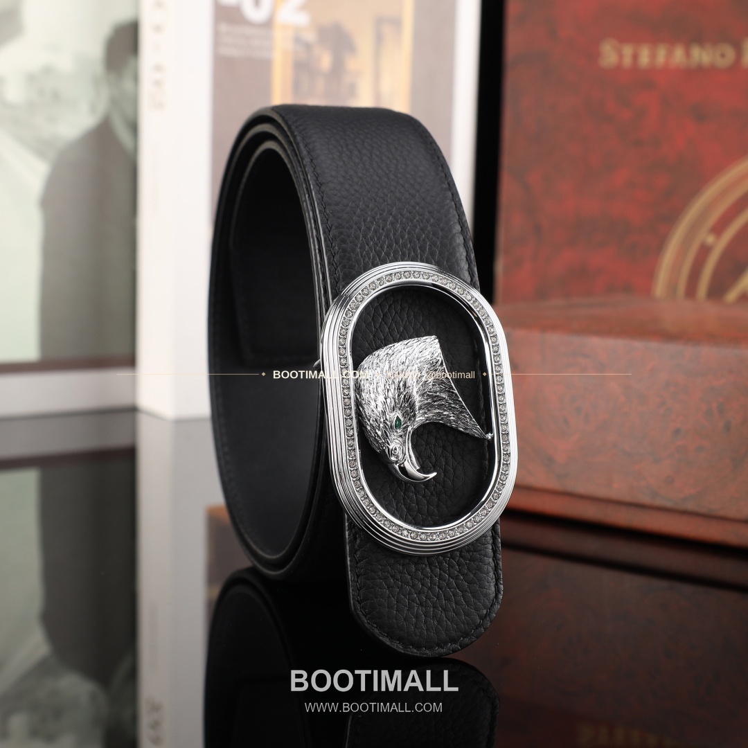 스테판 카프스킨 플레이트 버클 리버서블 벨트 Stephan Calfskin Plate Buckle Reversible Belt 3.8cm 2