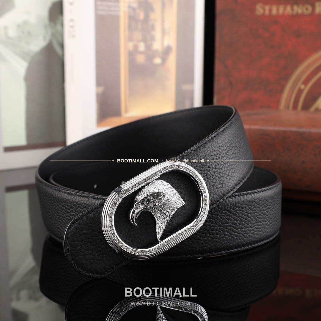 스테판 카프스킨 플레이트 버클 리버서블 벨트 Stephan Calfskin Plate Buckle Reversible Belt 3.8cm 3