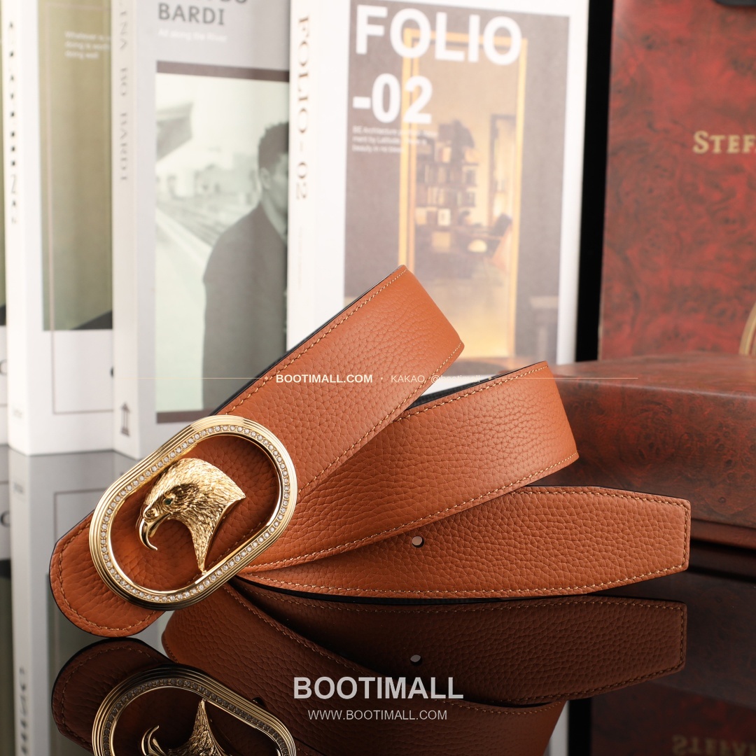 스테판 카프스킨 플레이트 버클 리버서블 벨트 Stephan Calfskin Plate Buckle Reversible Belt 3.8cm 7
