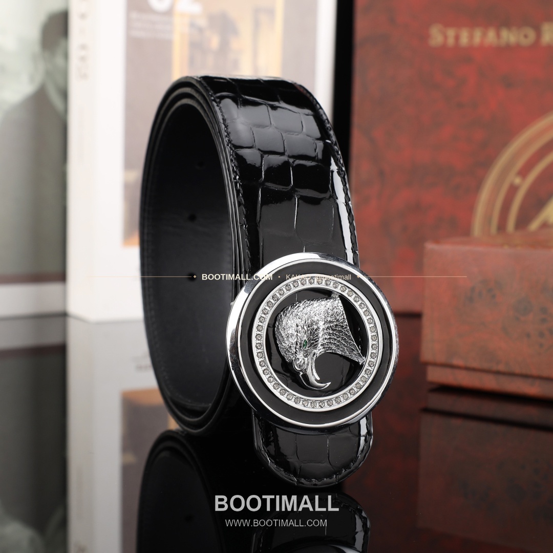 스테판 카프스킨 플레이트 버클 리버서블 벨트 Stephan Calfskin Plate Buckle Reversible Belt 3.8cm 2
