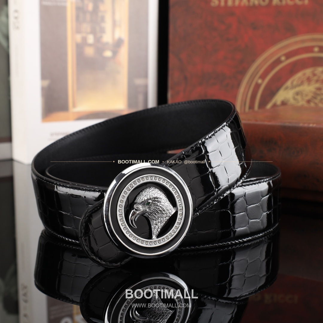 스테판 카프스킨 플레이트 버클 리버서블 벨트 Stephan Calfskin Plate Buckle Reversible Belt 3.8cm 3
