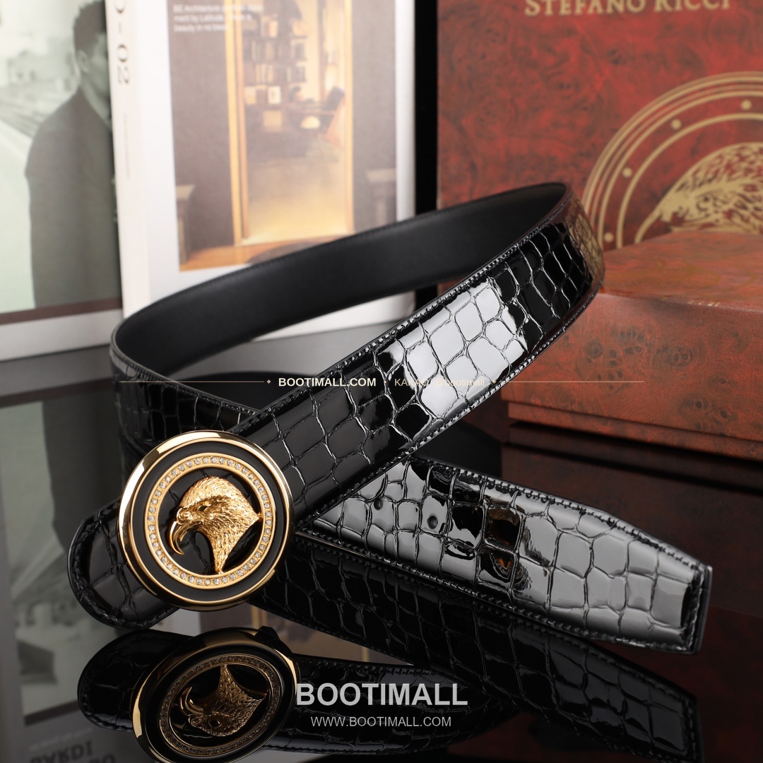 스테판 카프스킨 플레이트 버클 리버서블 벨트 Stephan Calfskin Plate Buckle Reversible Belt 3.8cm 8