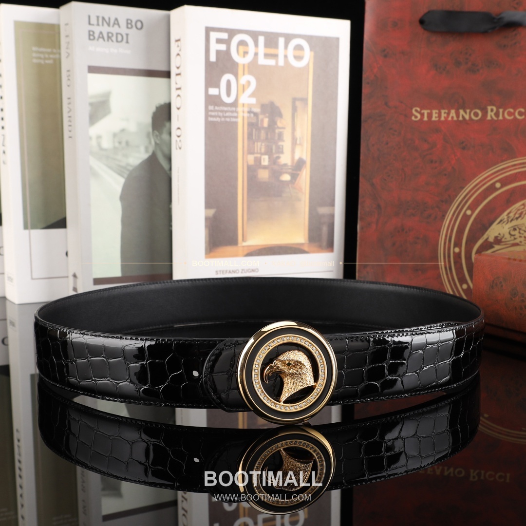 스테판 카프스킨 플레이트 버클 리버서블 벨트 Stephan Calfskin Plate Buckle Reversible Belt 3.8cm 9