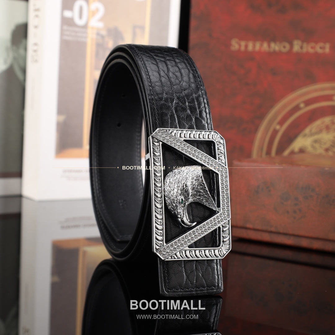 스테판 카프스킨 플레이트 버클 리버서블 벨트 Stephan Calfskin Plate Buckle Reversible Belt 3.8cm 2