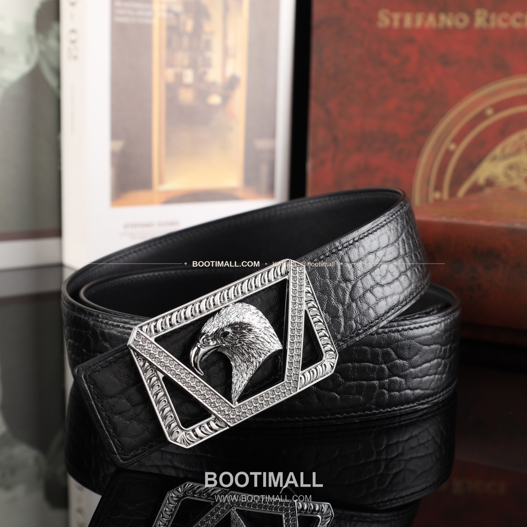 스테판 카프스킨 플레이트 버클 리버서블 벨트 Stephan Calfskin Plate Buckle Reversible Belt 3.8cm 3