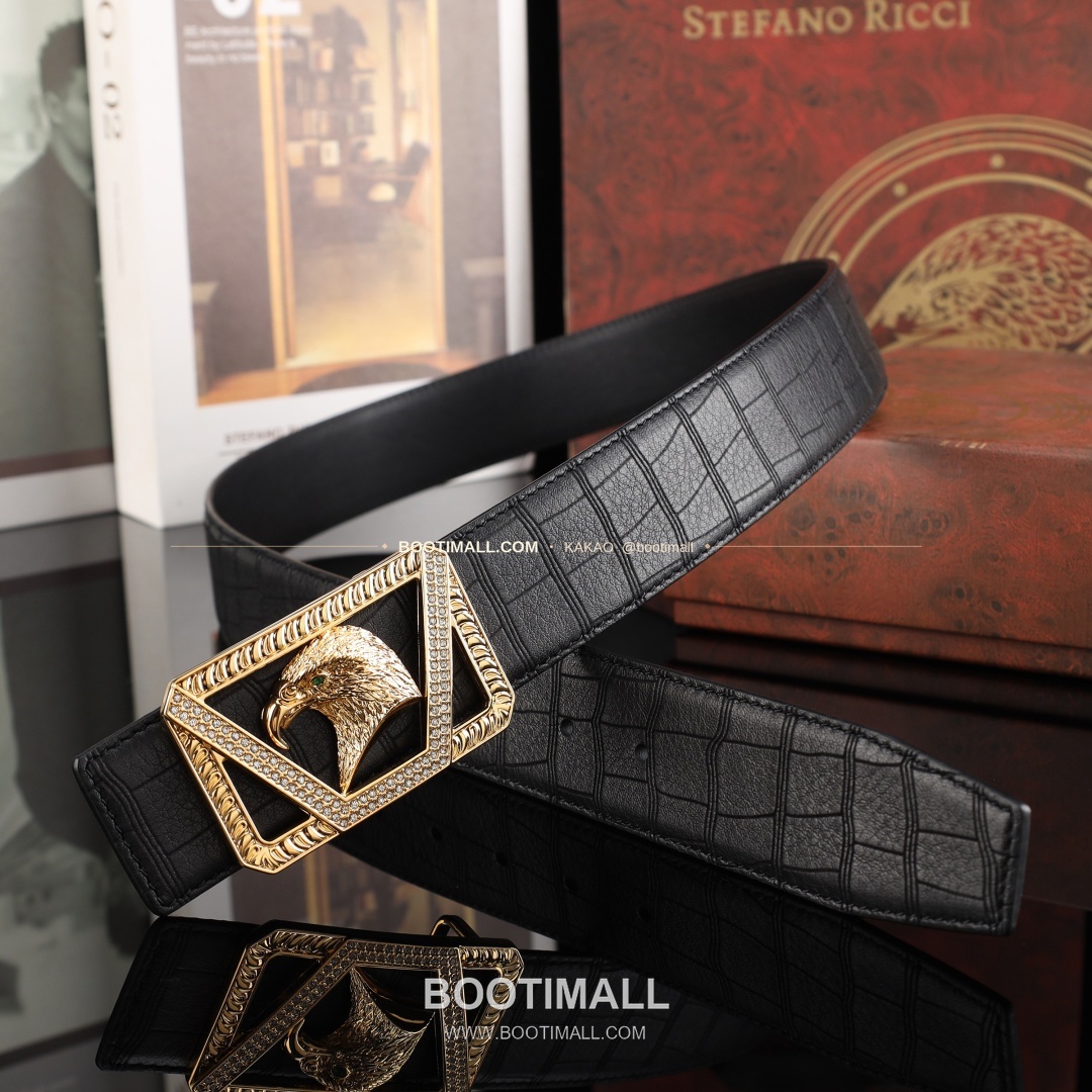 스테판 카프스킨 플레이트 버클 리버서블 벨트 Stephan Calfskin Plate Buckle Reversible Belt 3.8cm 8