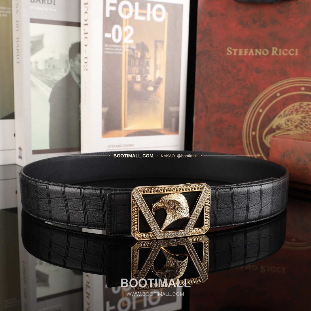 스테판 카프스킨 플레이트 버클 리버서블 벨트 Stephan Calfskin Plate Buckle Reversible Belt 3.8cm 9