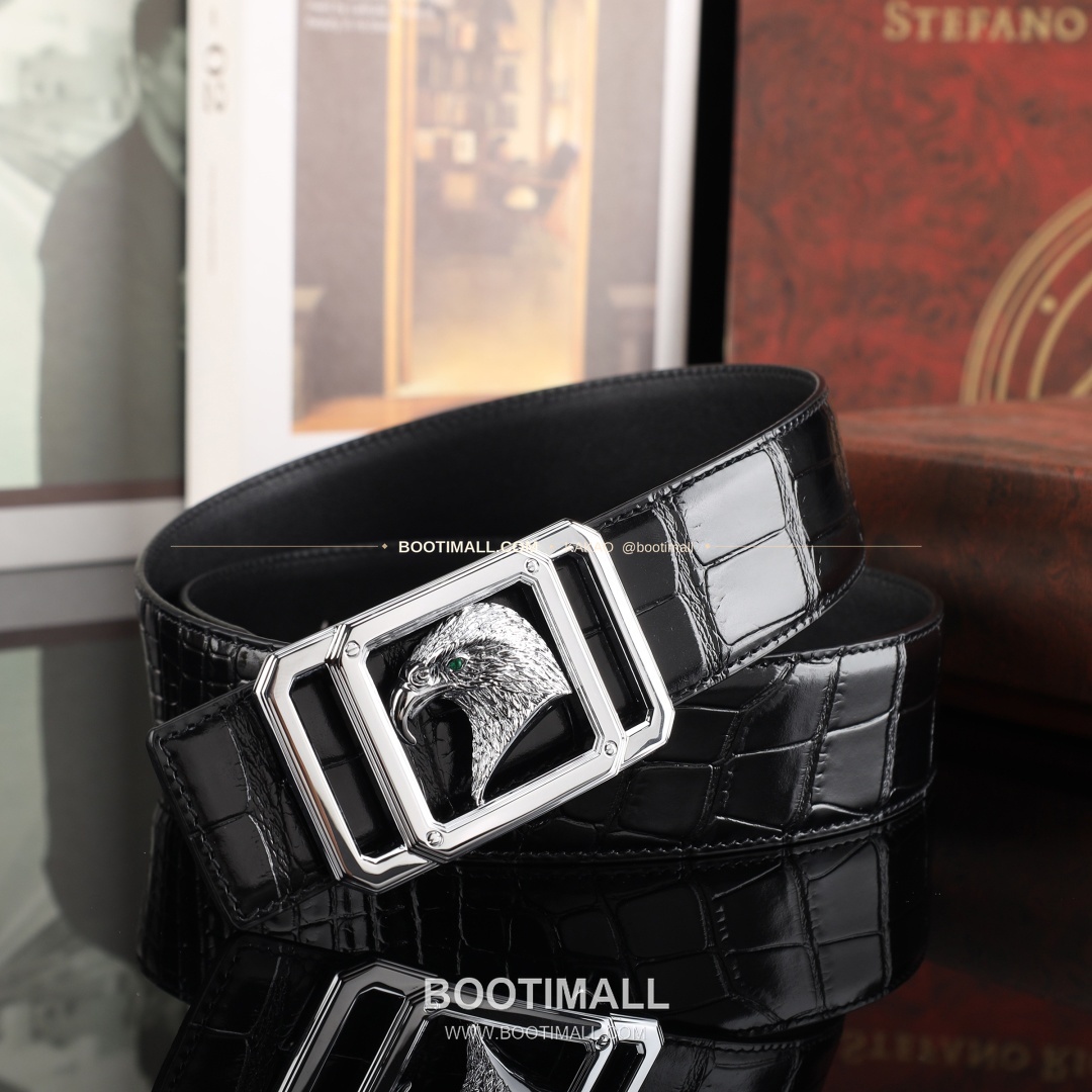스테판 카프스킨 플레이트 버클 리버서블 벨트 Stephan Calfskin Plate Buckle Reversible Belt 3.8cm 2