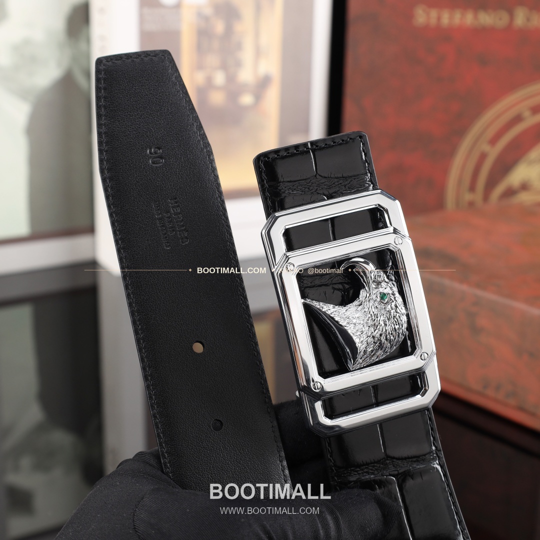 스테판 카프스킨 플레이트 버클 리버서블 벨트 Stephan Calfskin Plate Buckle Reversible Belt 3.8cm 5
