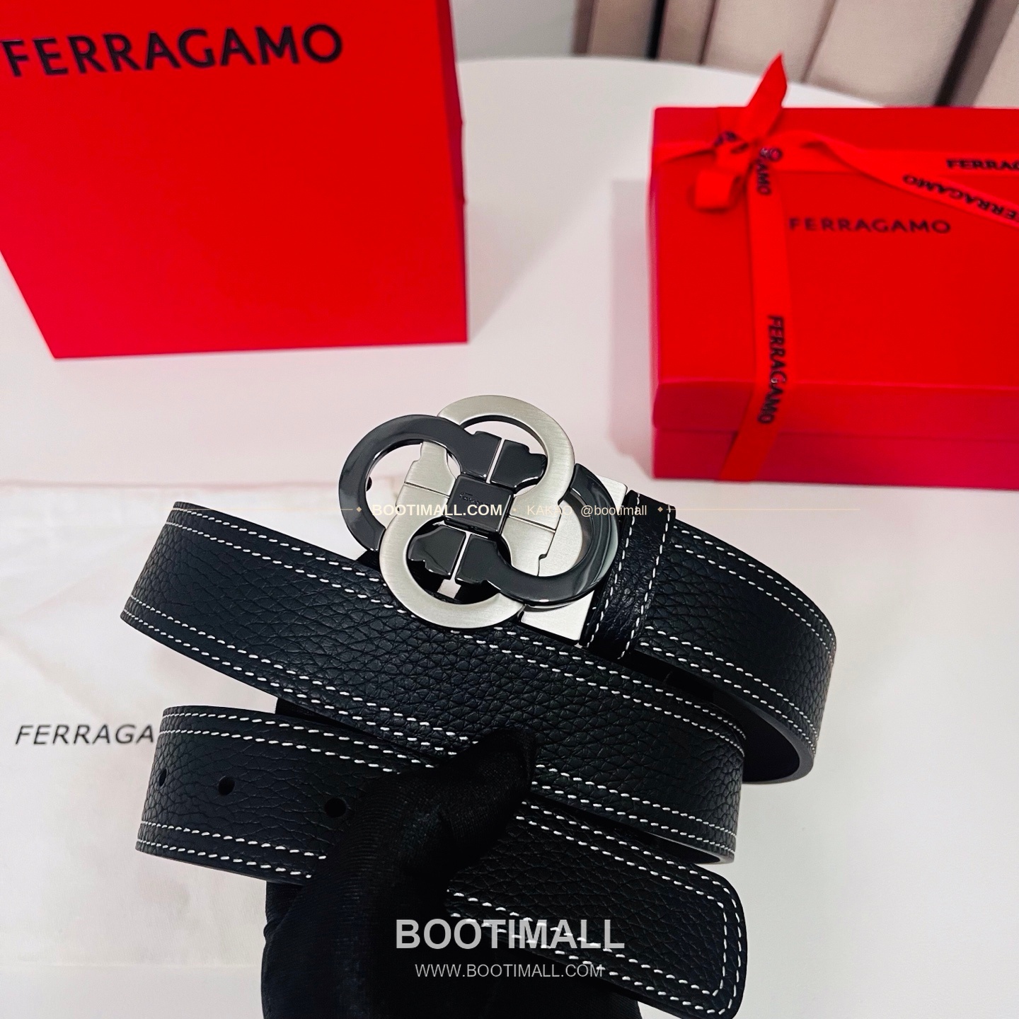 페라가모 간치니 더블버클 카프스킨 리버서블 벨트 Ferragamo Gancini Double Buckle Calfskin Reversible Belt 3.5cm 2