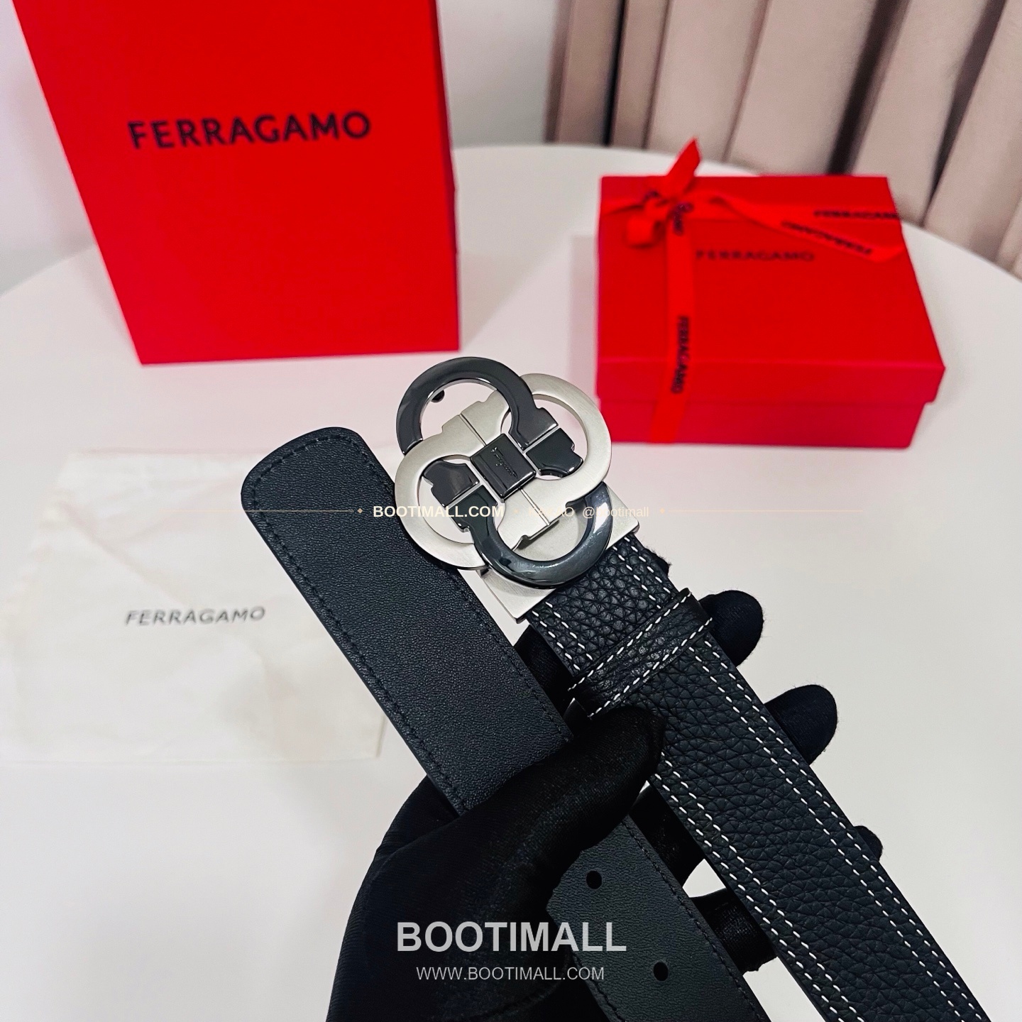 페라가모 간치니 더블버클 카프스킨 리버서블 벨트 Ferragamo Gancini Double Buckle Calfskin Reversible Belt 3.5cm 6