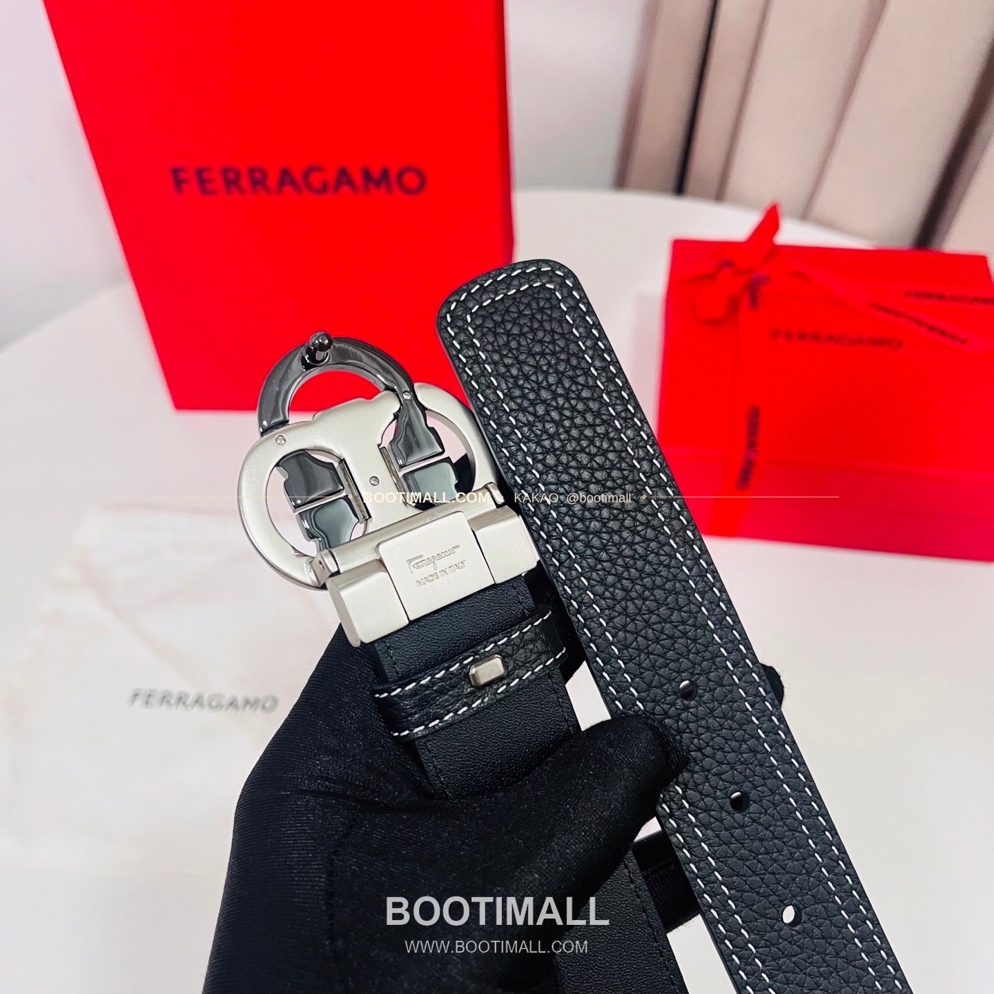 페라가모 간치니 더블버클 카프스킨 리버서블 벨트 Ferragamo Gancini Double Buckle Calfskin Reversible Belt 3.5cm 7