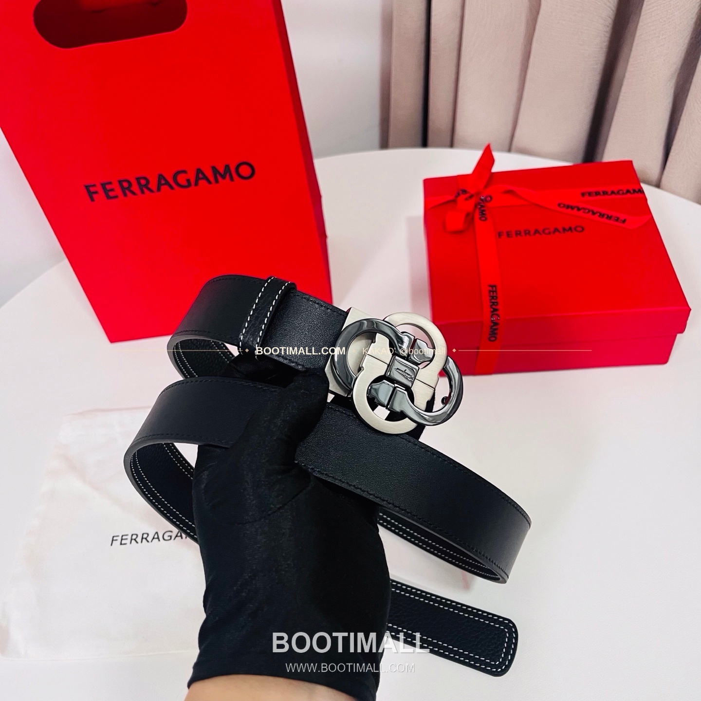 페라가모 간치니 더블버클 카프스킨 리버서블 벨트 Ferragamo Gancini Double Buckle Calfskin Reversible Belt 3.5cm 8