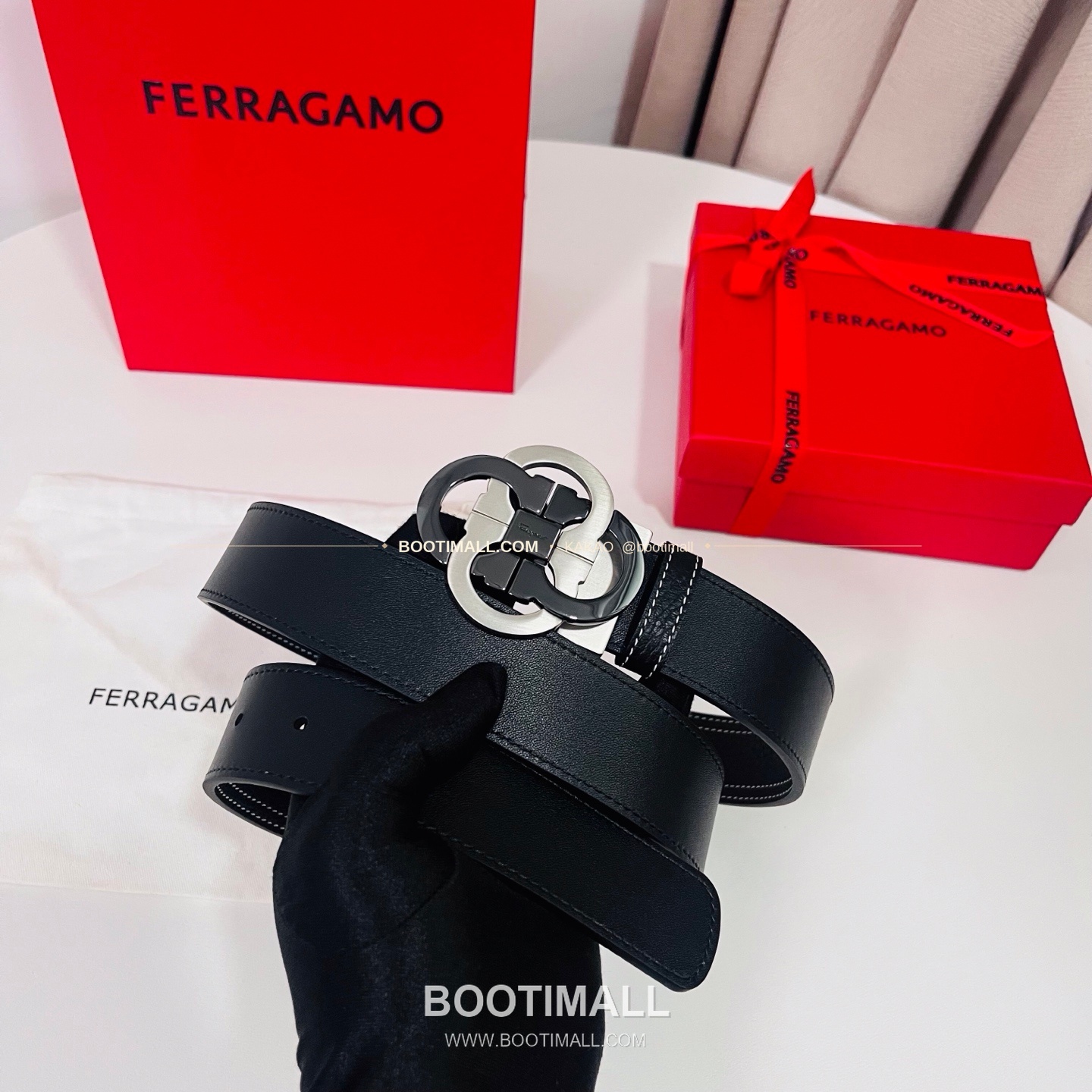 페라가모 간치니 더블버클 카프스킨 리버서블 벨트 Ferragamo Gancini Double Buckle Calfskin Reversible Belt 3.5cm 9