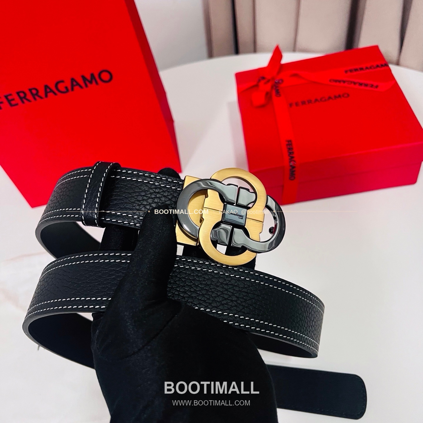 페라가모 간치니 더블버클 카프스킨 리버서블 벨트 Ferragamo Gancini Double Buckle Calfskin Reversible Belt 3.5cm 2