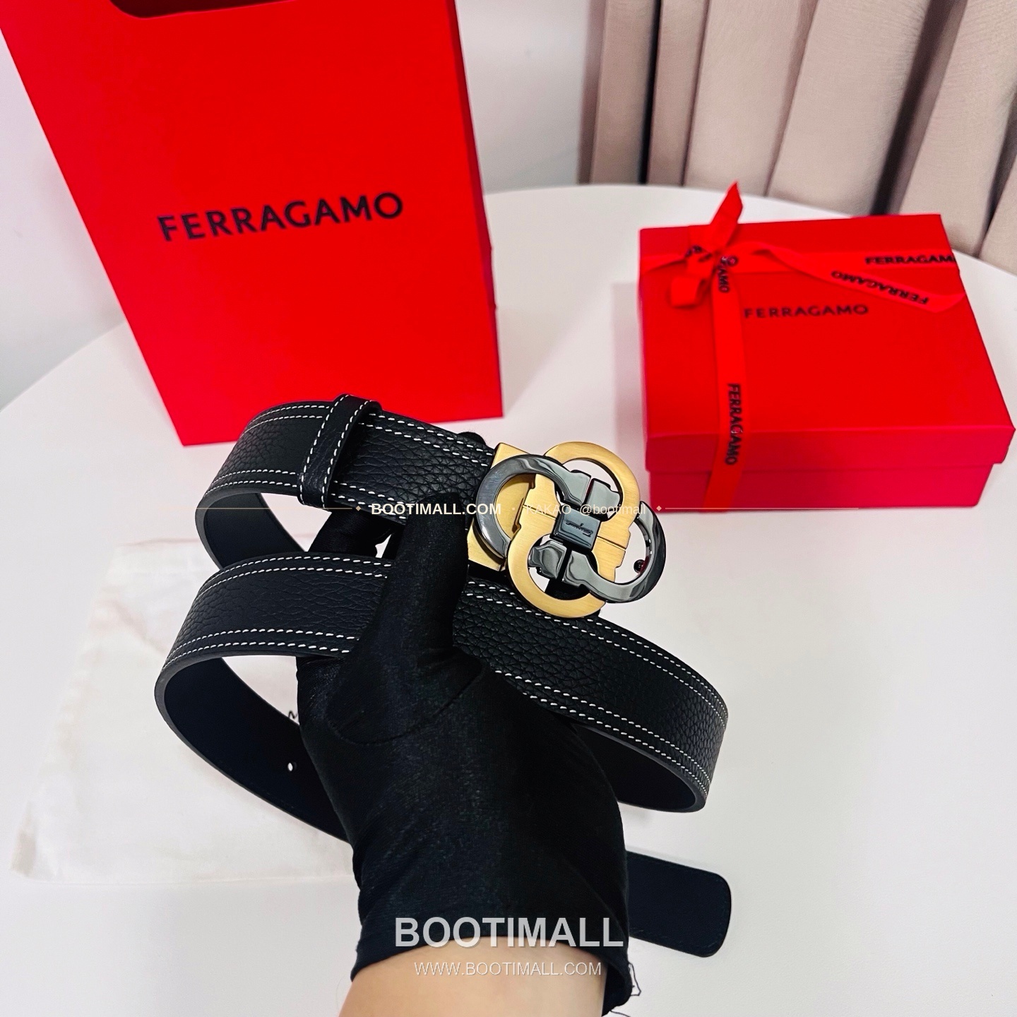페라가모 간치니 더블버클 카프스킨 리버서블 벨트 Ferragamo Gancini Double Buckle Calfskin Reversible Belt 3.5cm 6