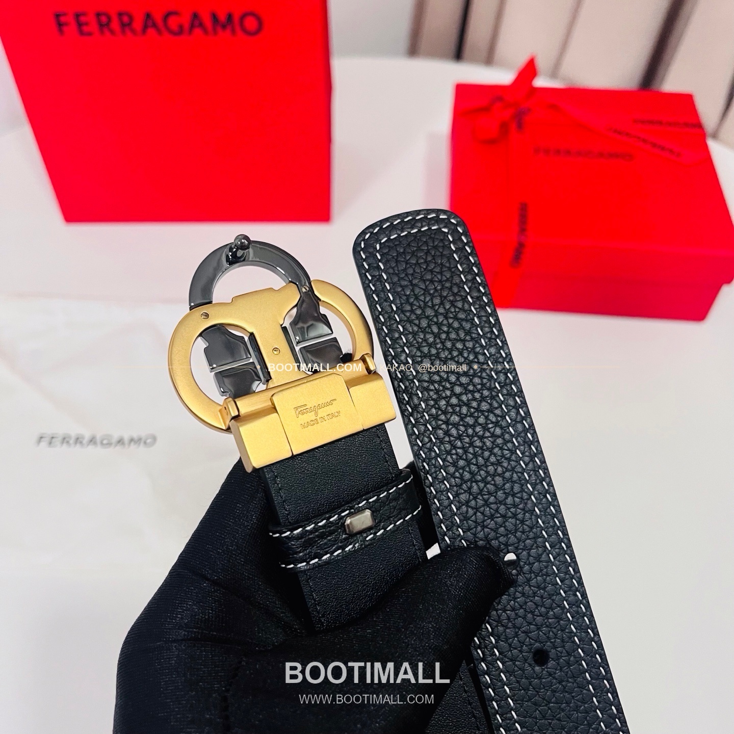 페라가모 간치니 더블버클 카프스킨 리버서블 벨트 Ferragamo Gancini Double Buckle Calfskin Reversible Belt 3.5cm 7
