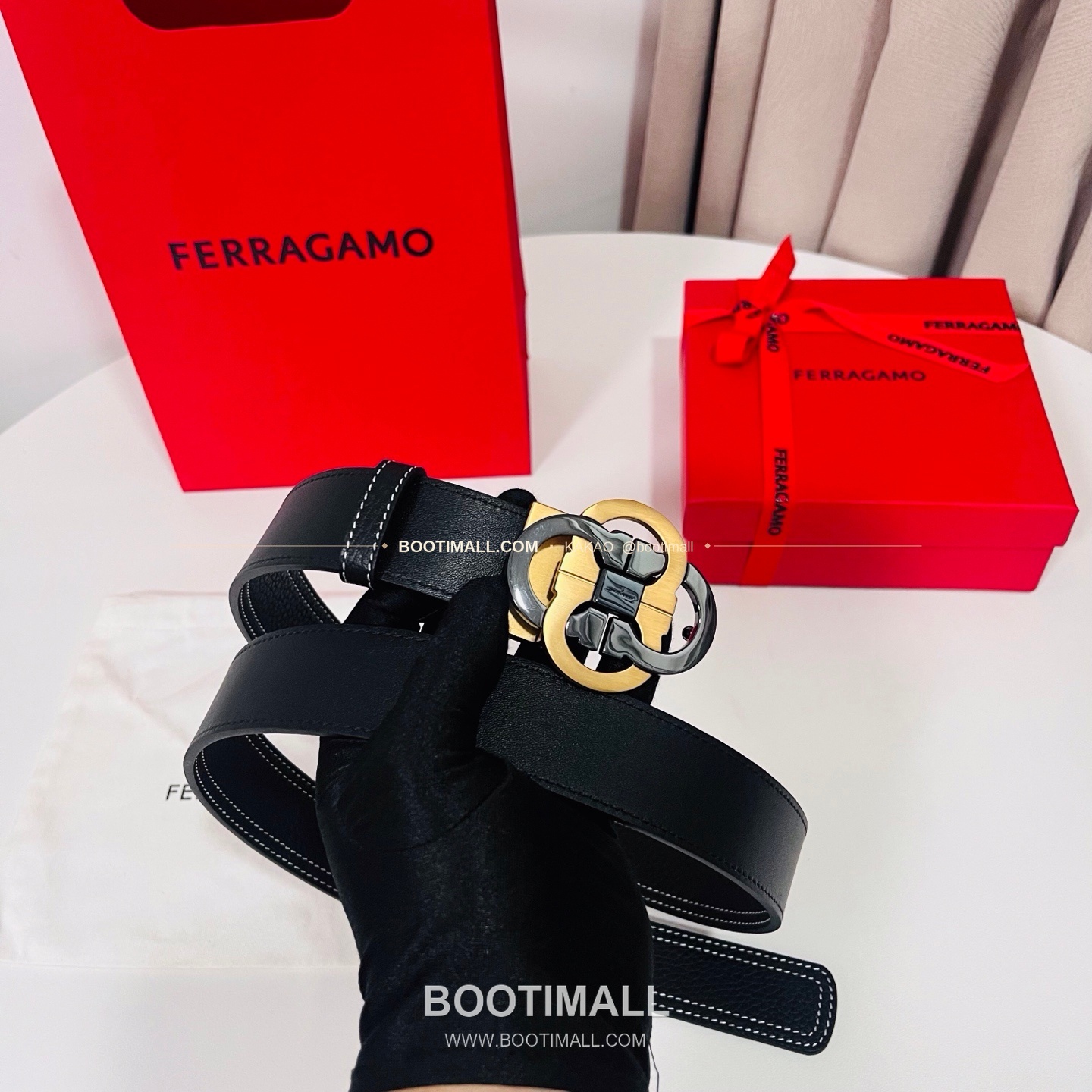 페라가모 간치니 더블버클 카프스킨 리버서블 벨트 Ferragamo Gancini Double Buckle Calfskin Reversible Belt 3.5cm 8