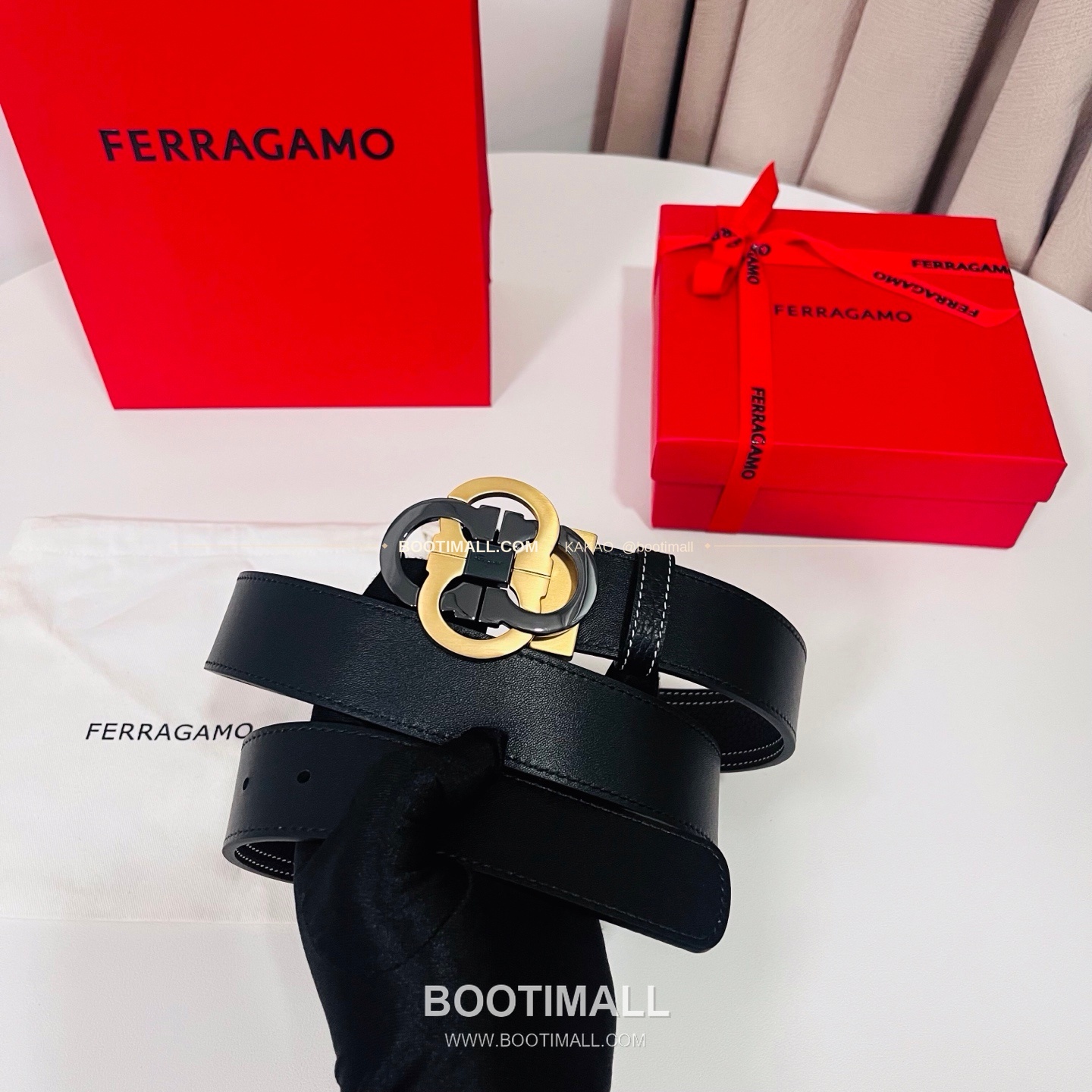 페라가모 간치니 더블버클 카프스킨 리버서블 벨트 Ferragamo Gancini Double Buckle Calfskin Reversible Belt 3.5cm 9