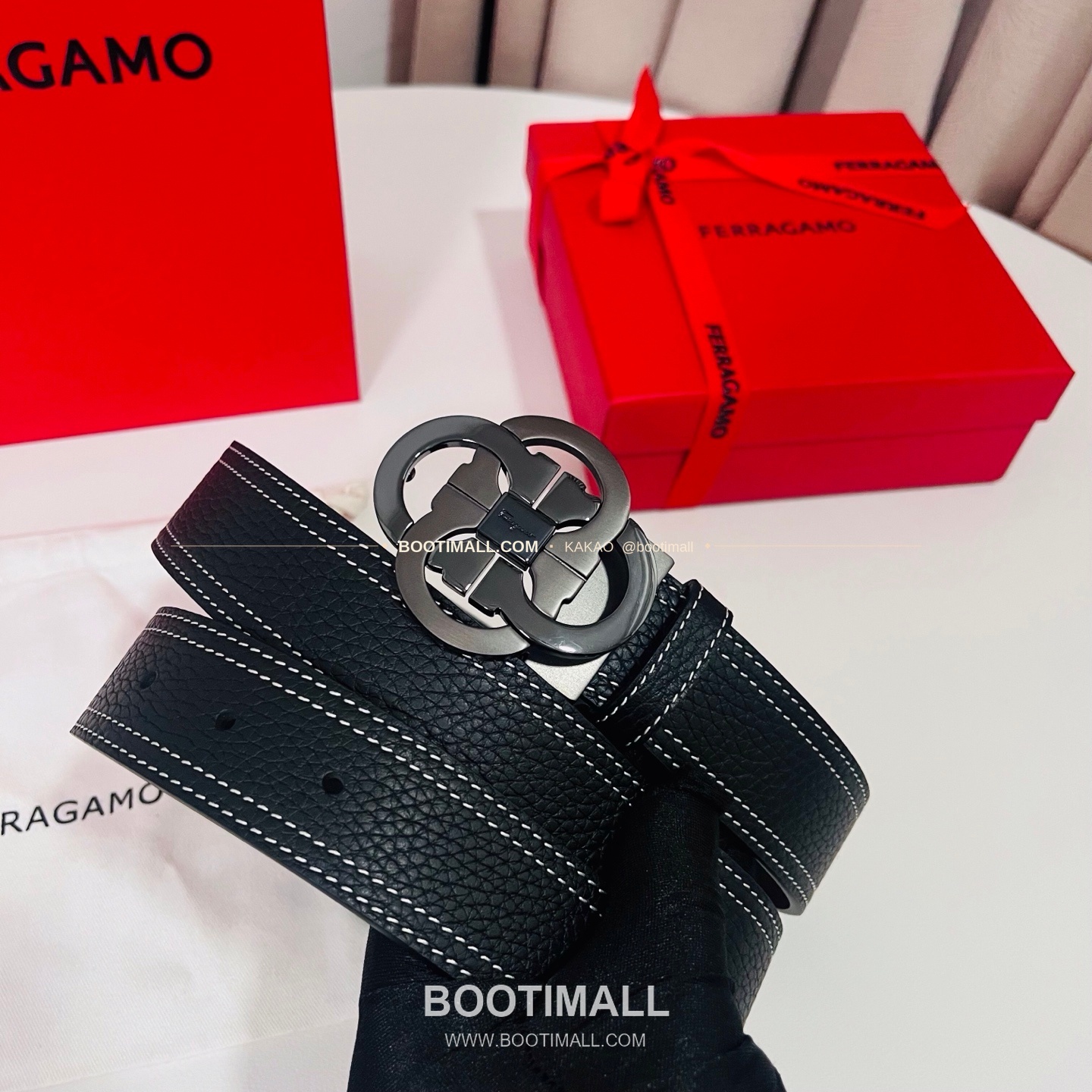 페라가모 간치니 더블버클 카프스킨 리버서블 벨트 Ferragamo Gancini Double Buckle Calfskin Reversible Belt 3.5cm 2