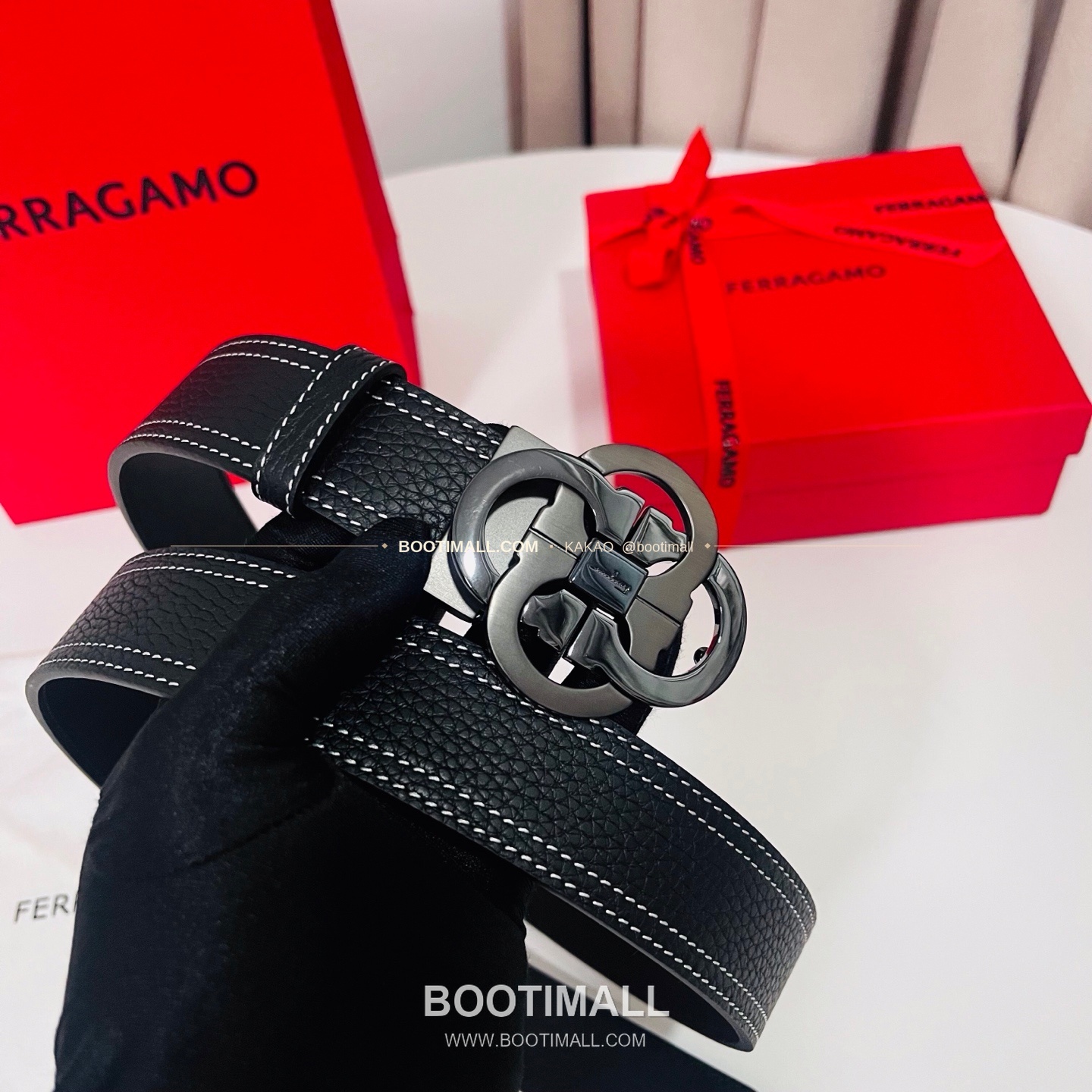 페라가모 간치니 더블버클 카프스킨 리버서블 벨트 Ferragamo Gancini Double Buckle Calfskin Reversible Belt 3.5cm 6