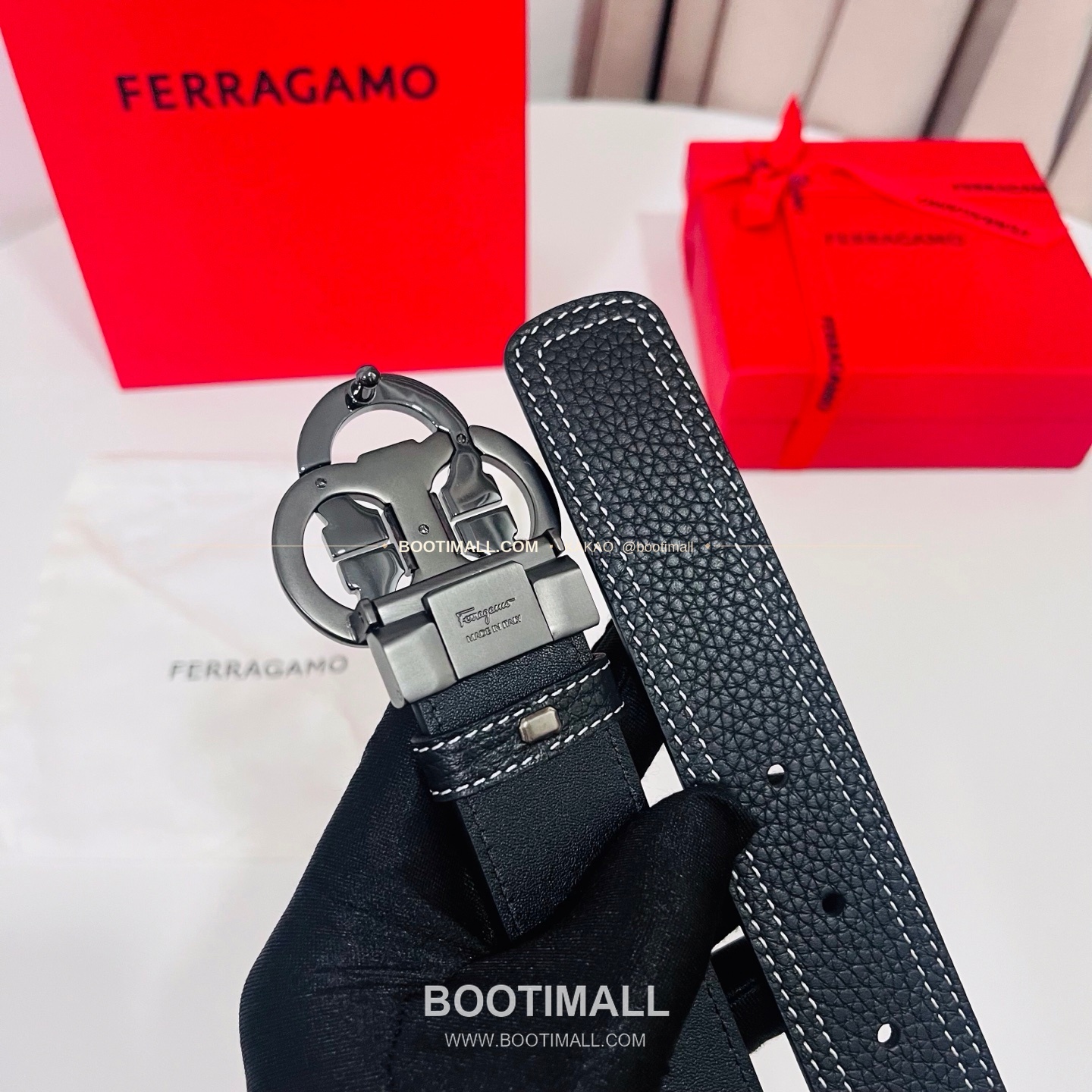 페라가모 간치니 더블버클 카프스킨 리버서블 벨트 Ferragamo Gancini Double Buckle Calfskin Reversible Belt 3.5cm 8