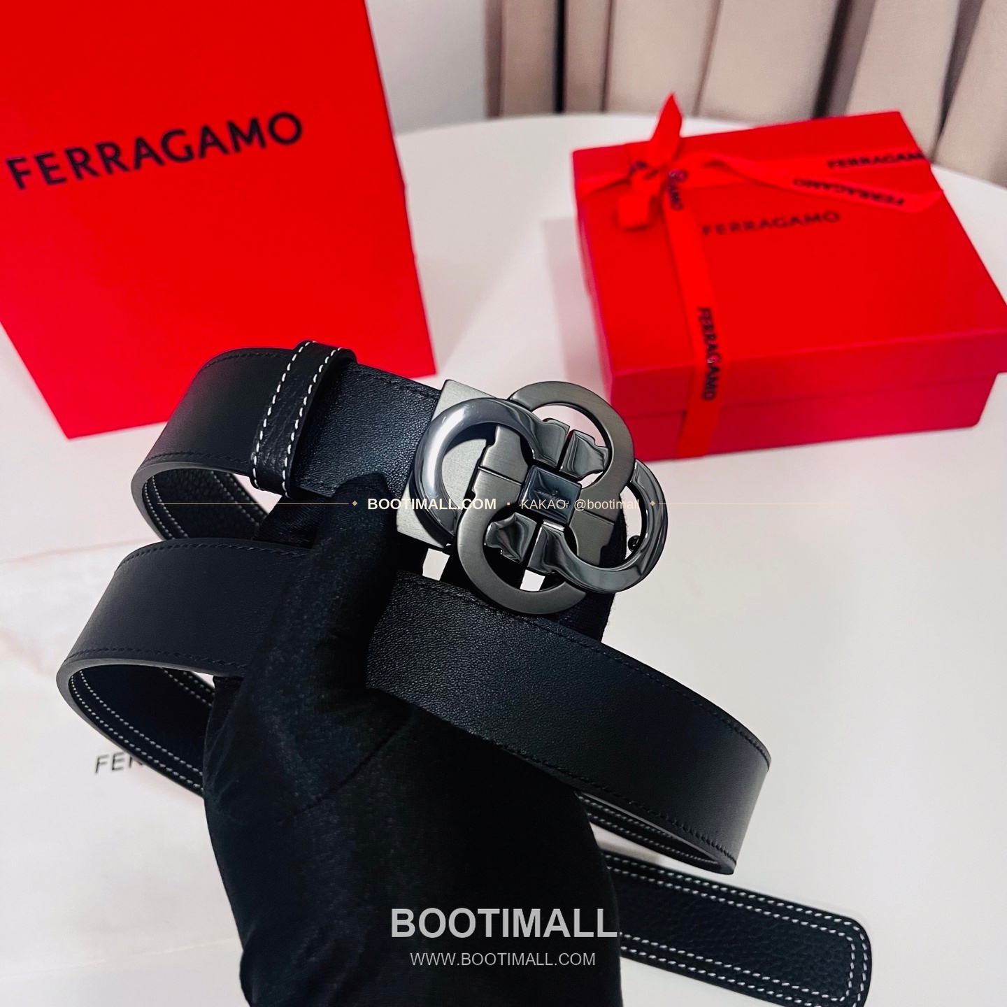 페라가모 간치니 더블버클 카프스킨 리버서블 벨트 Ferragamo Gancini Double Buckle Calfskin Reversible Belt 3.5cm 9