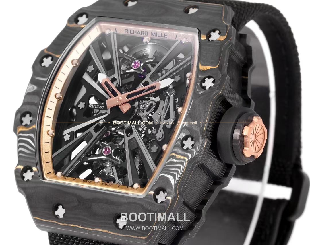 리차드밀 RM12-01 골드카본 스켈레톤 토노형 수동 Richard Mille RM12-01 Gold Carbon Skeleton Tonneau Manual RM12-01 47mm 3