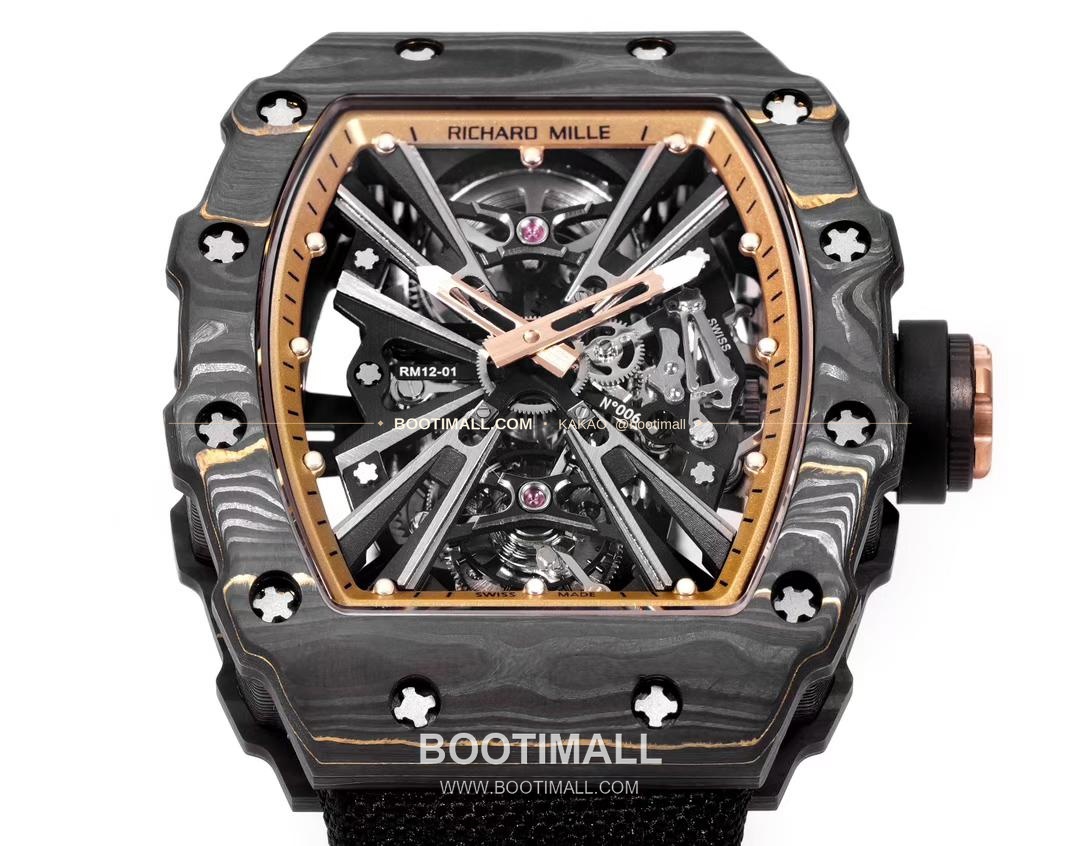 리차드밀 RM12-01 골드카본 스켈레톤 토노형 수동 Richard Mille RM12-01 Gold Carbon Skeleton Tonneau Manual RM12-01 47mm 5