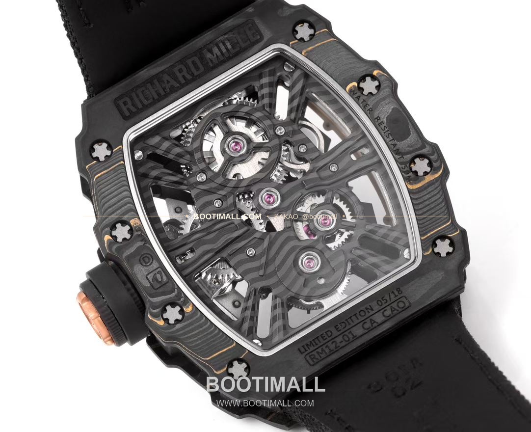리차드밀 RM12-01 골드카본 스켈레톤 토노형 수동 Richard Mille RM12-01 Gold Carbon Skeleton Tonneau Manual RM12-01 47mm 6