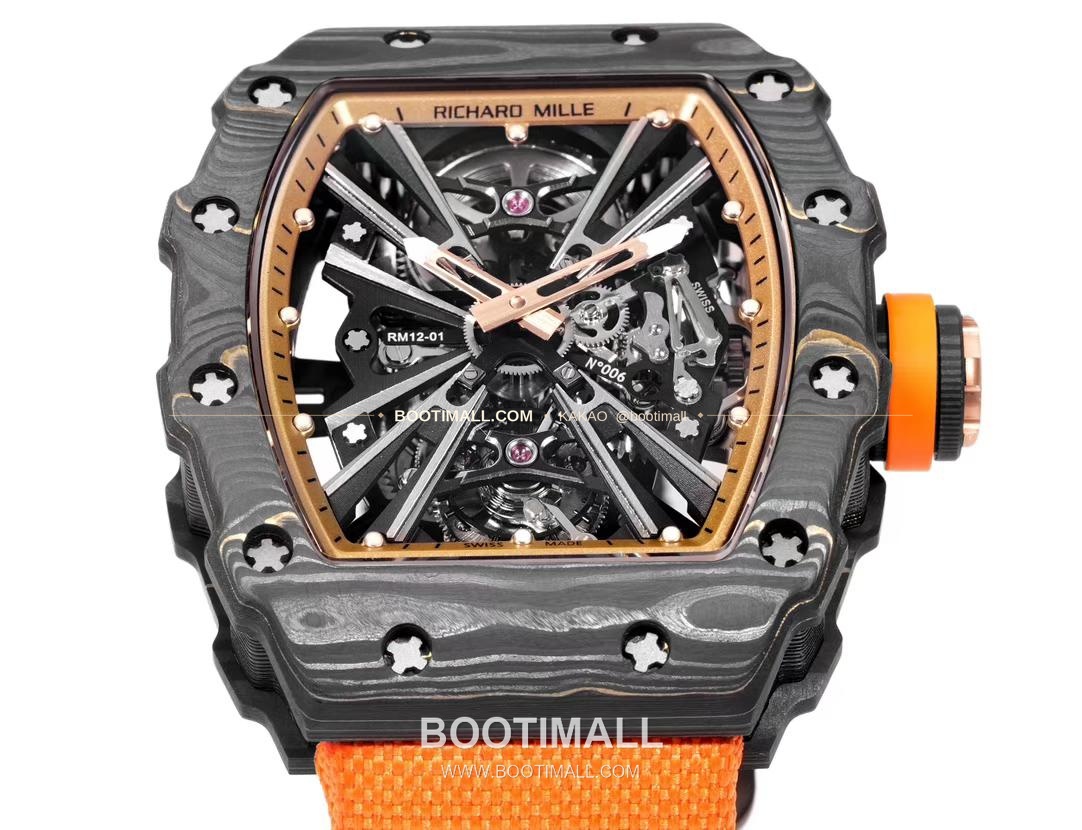 리차드밀 RM12-01 골드카본 스켈레톤 토노형 수동 Richard Mille RM12-01 Gold Carbon Skeleton Tonneau Manual RM12-01 47mm 3