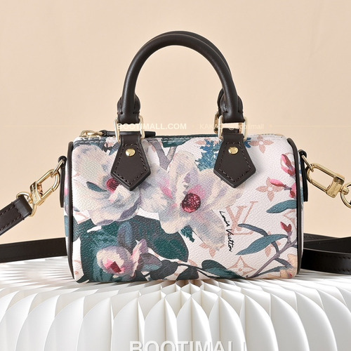 루이비통 나노 스피디 모노그램 캔버스 플로럴 브라운 토트백 Louis Vuitton Nano Speedy Monogram Canvas Floral Brown Top Handle Bag M29149 16cm