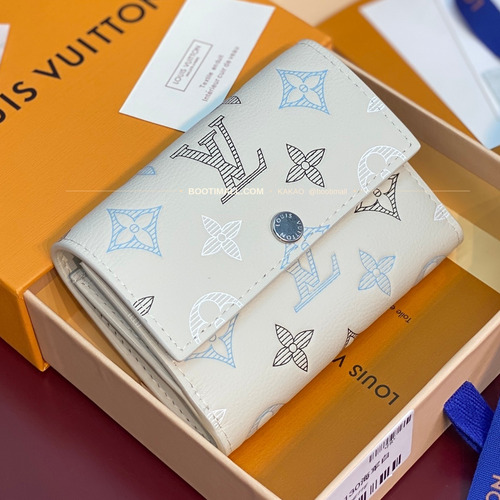 루이비통 빅터 월렛 모노그램 섀도우 레더 네이비 화이트 반지갑 Louis Vuitton Victor Wallet Monogram Shadow Leather Navy White Bifold Wallet M29130 11.5cm