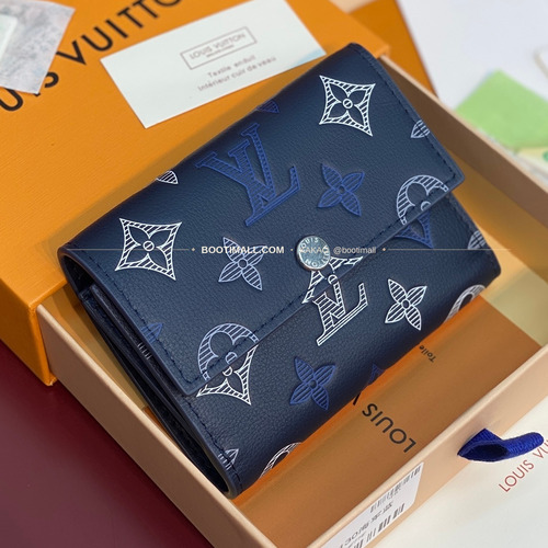 루이비통 빅터 월렛 모노그램 섀도우 레더 네이비 화이트 반지갑 Louis Vuitton Victor Wallet Monogram Shadow Leather Navy White Bifold Wallet M29130 11.5cm