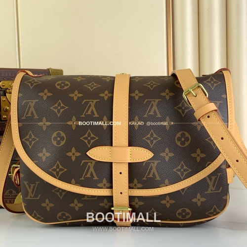 루이비통 소뮤르 미디움 모노그램 캔버스 브라운 숄더백 Louis Vuitton Saumur Medium Monogram Canvas Brown Shoulder Bag M40710 28cm