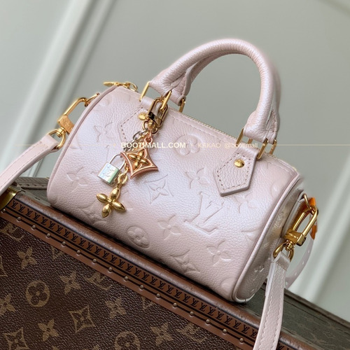 루이비통 나노 스피디 엠프렝트 쉬머리 레더 펄핑크 토트백 Louis Vuitton Nano Speedy Empreinte Shimmery Leather Pearl Pink Top Handle Bag M27107 16cm