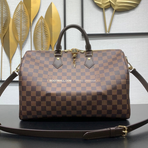 루이비통 스피디 반둘리에 35 다미에 에벤 캔버스 브라운 더플백 Louis Vuitton Speedy Bandouliere 35 Damier Ebene Canvas Brown Duffle Bag N40591 35cm