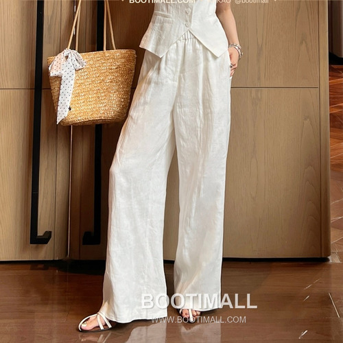 로로피아나 2026SS 코튼린넨 자수 루즈핏 스트레이트 팬츠 Loro Piana 2026 SS Cotton Linen Embroidered Loose Fit Straight Pants
