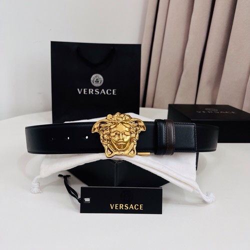 베르사체 카프스킨 메두사 리버서블 블랙 브라운 벨트 Versace Calfskin Medusa Reversible Black Brown Belt 4cm
